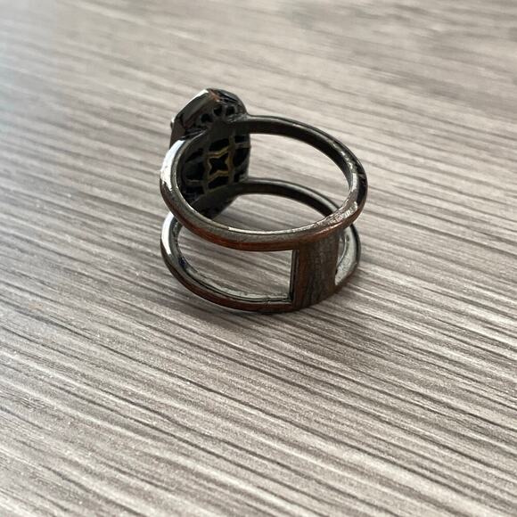 KENDRA SCOTT Elyse Gunmetal Black Drusy Ring Size 7 - Picture 6 of 7